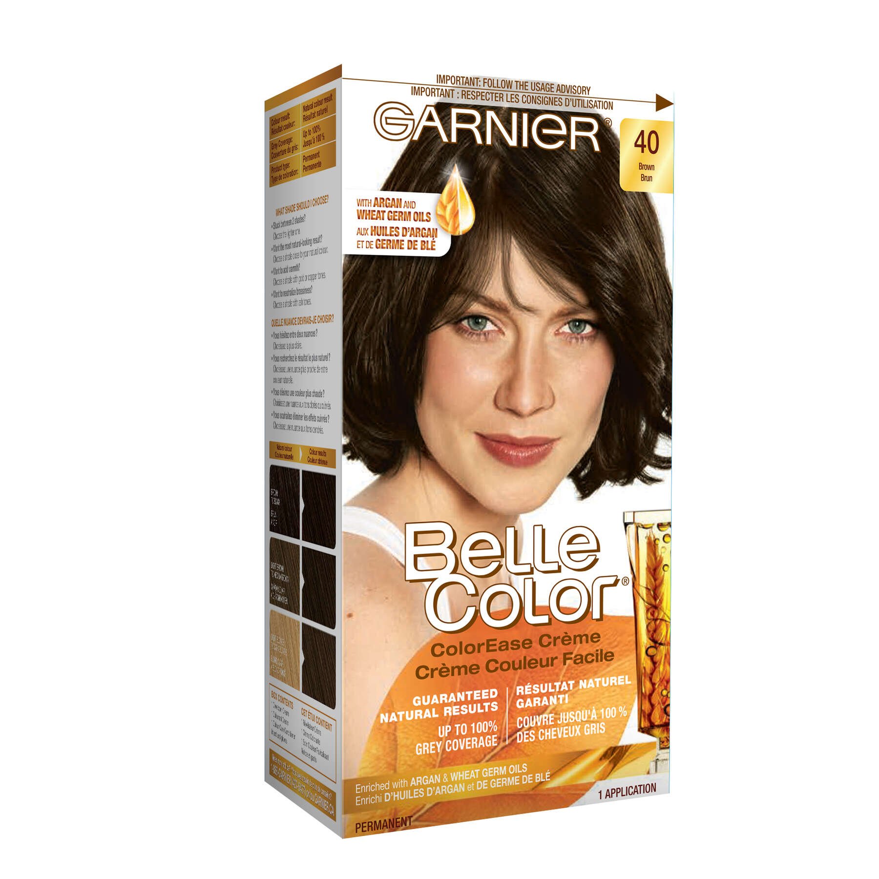 garnier hair dye belle color 40 brown 70103160024 boxed